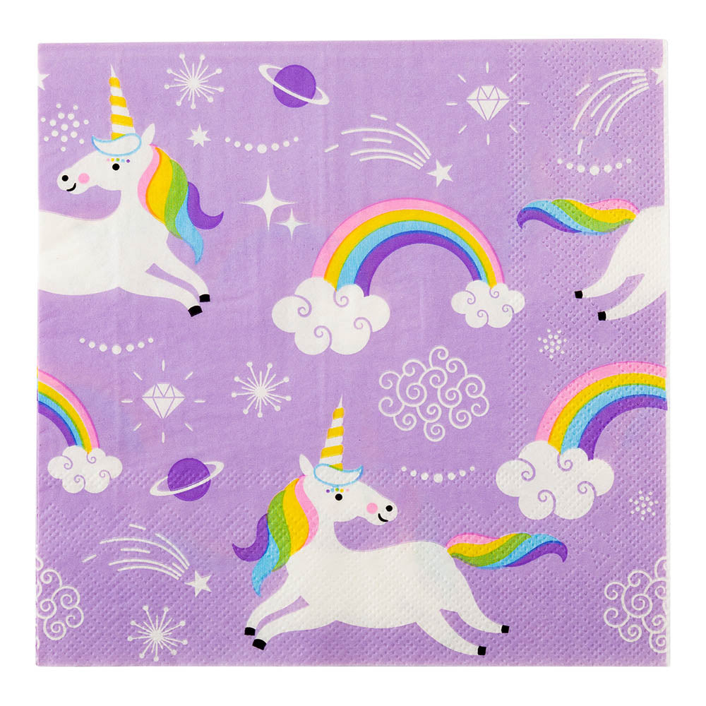 Purple Paper Luncheon Napkin - Magical Unicorn - 13" x 13" - 500 count box