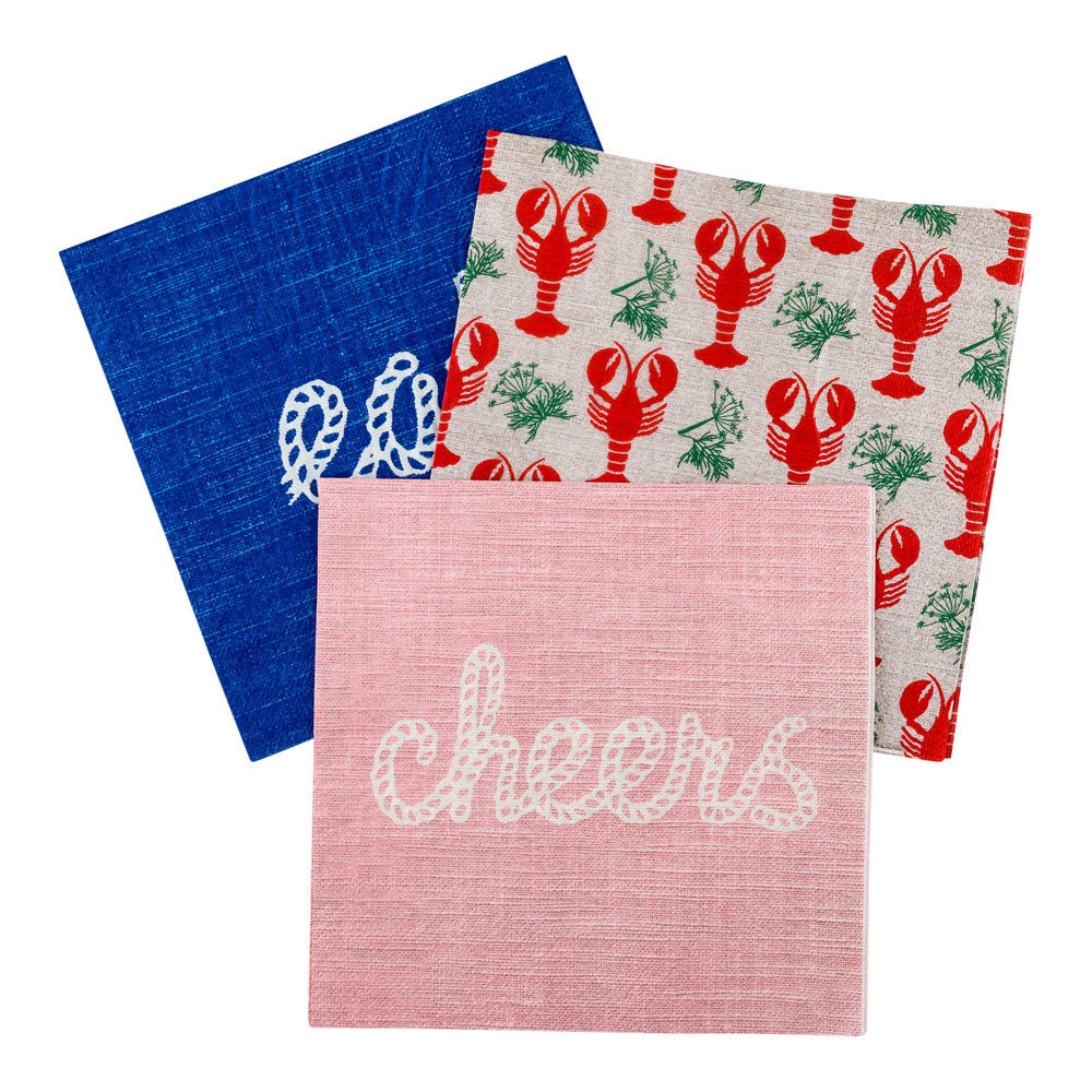 Pink Paper Luncheon Napkin - Cheers, Rope Script - 13" x 13" - 500 count box