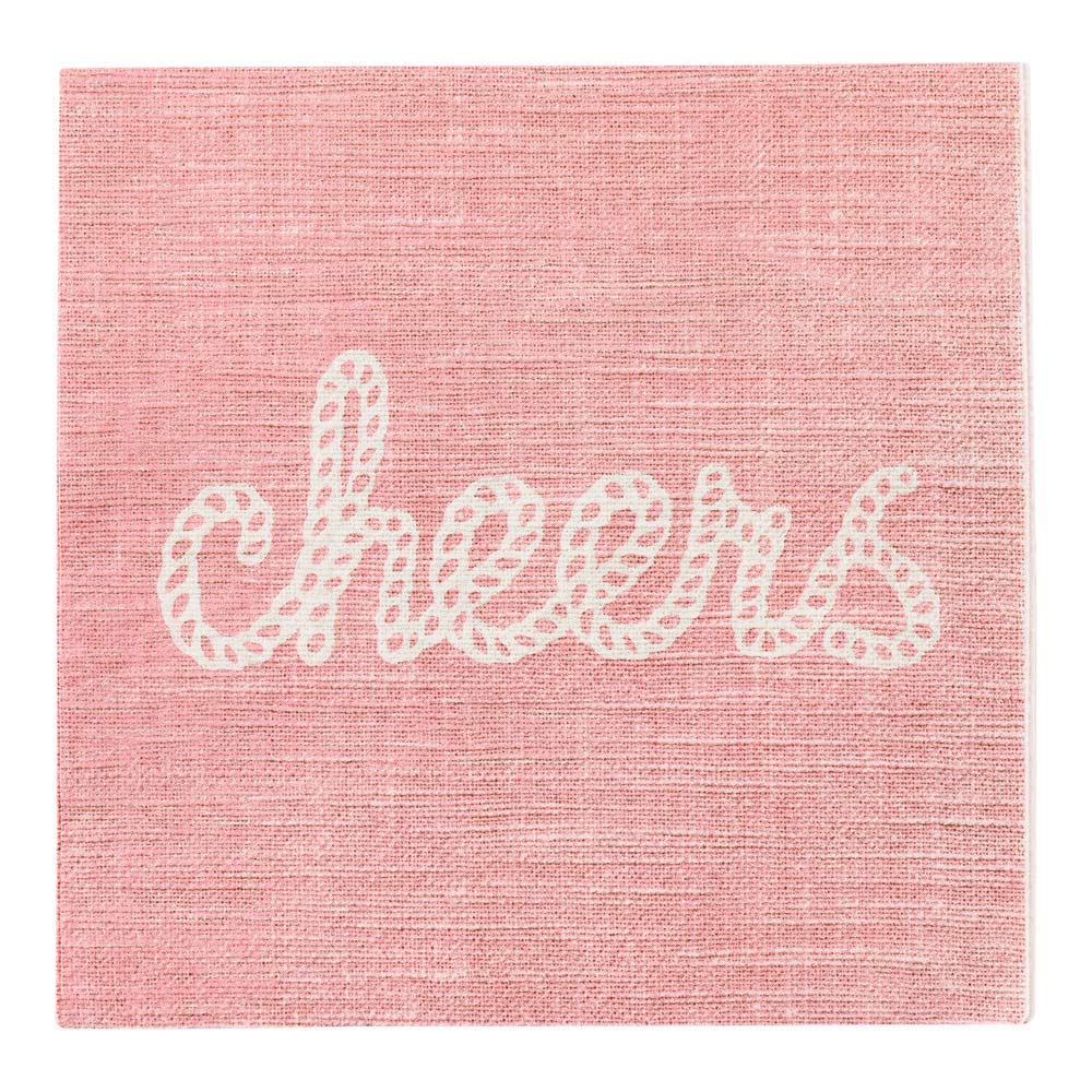 Pink Paper Luncheon Napkin - Cheers, Rope Script - 13" x 13" - 500 count box