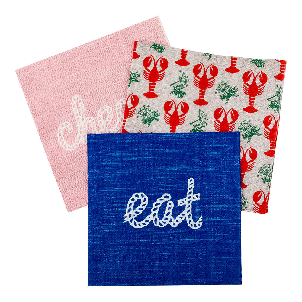 Navy Paper Luncheon Napkin - Eat, Rope Script - 13" x 13" - 500 count box