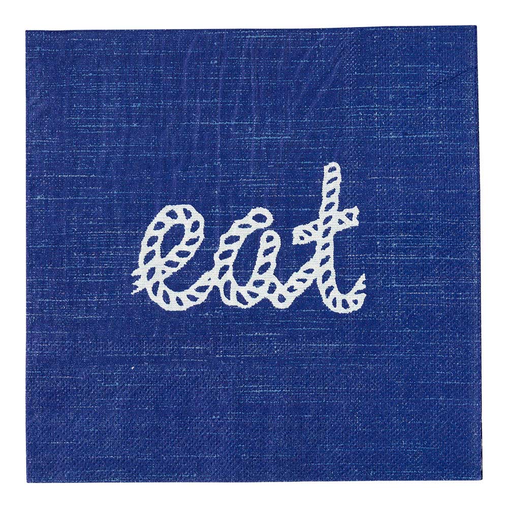 Navy Paper Luncheon Napkin - Eat, Rope Script - 13" x 13" - 500 count box