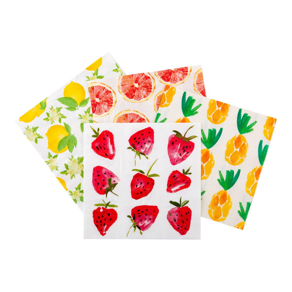 White Paper Luncheon Napkin - Strawberry Watercolor - 13" x 13" - 500 count box