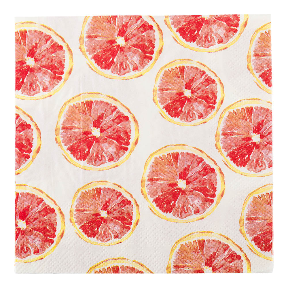 White Paper Luncheon Napkin - Grapefruit Watercolor - 13" x 13" - 500 count box