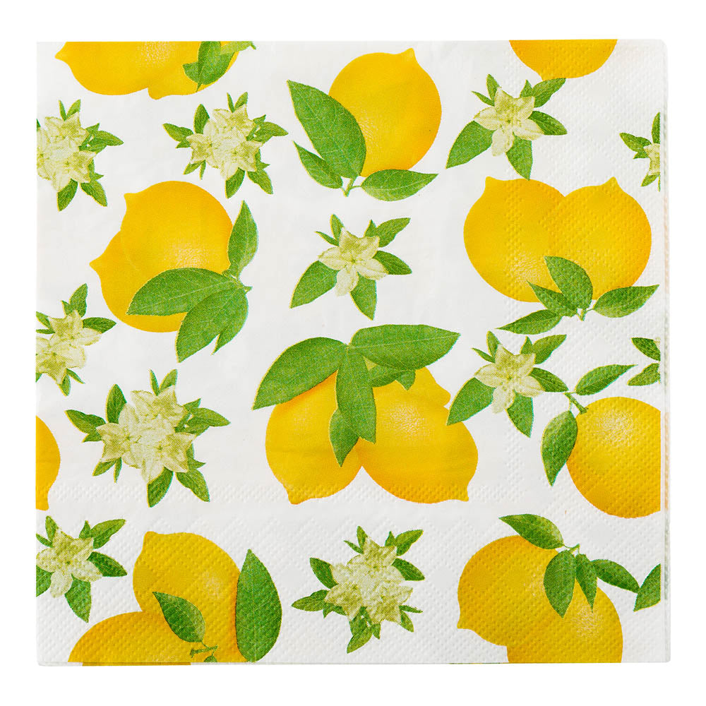 White Paper Luncheon Napkin - Lemon - 13" x 13" - 500 count box