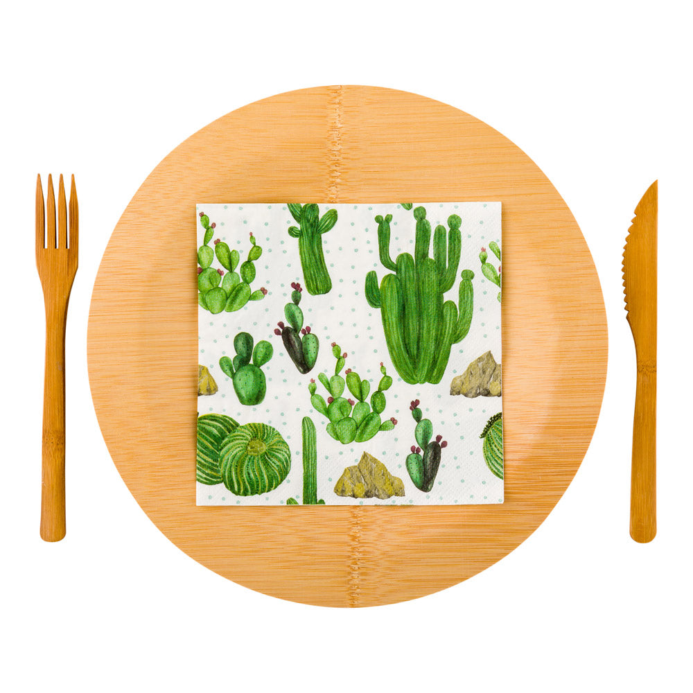 White Paper Luncheon Napkin - Cactus - 13" x 13" - 500 count box