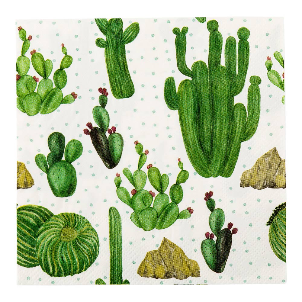 White Paper Luncheon Napkin - Cactus - 13" x 13" - 500 count box