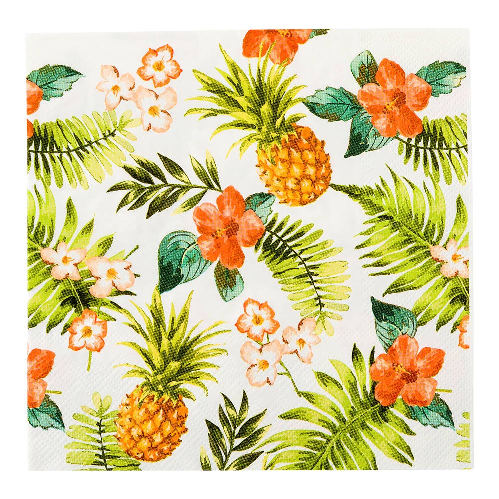 White Paper Luncheon Napkin - Hawaiian Vacation - 13" x 13" - 500 count box