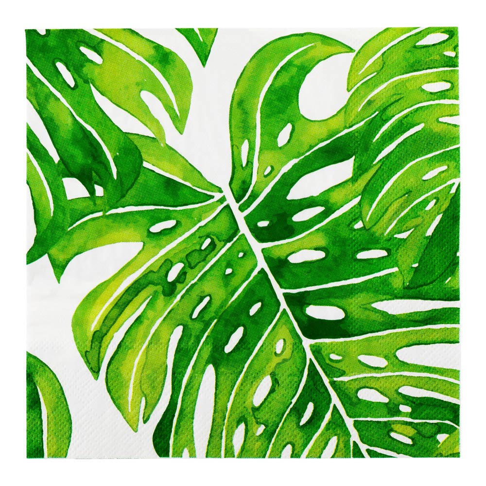 White Paper Luncheon Napkin - Tropical Leaves - 13" x 13" - 500 count box