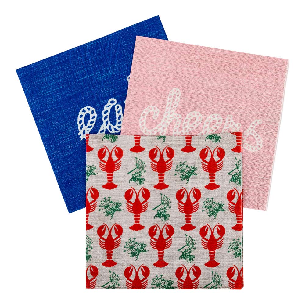 Gray Paper Luncheon Napkin - Maine Lobster - 13" x 13" - 500 count box