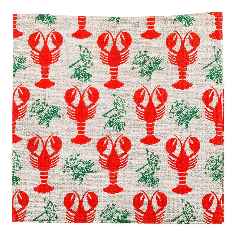 Gray Paper Luncheon Napkin - Maine Lobster - 13" x 13" - 500 count box