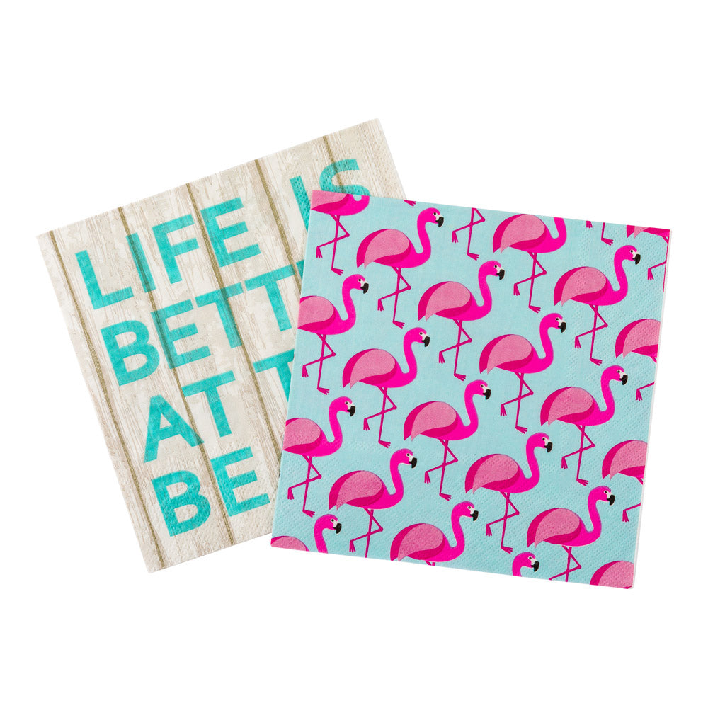 Sky Blue Paper Luncheon Napkin - Florida Flamingo - 13" x 13" - 500 count box