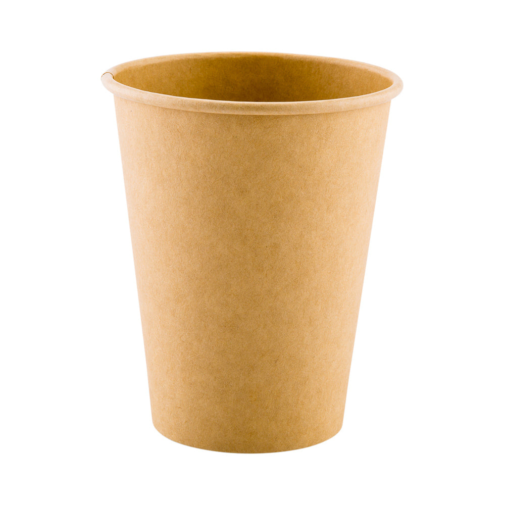 RW Base 12 oz Natural Paper Unbleached Coffee Cup - Single Wall - 3 1/2" x 3 1/2" x 4 1/4" - 1000 count box