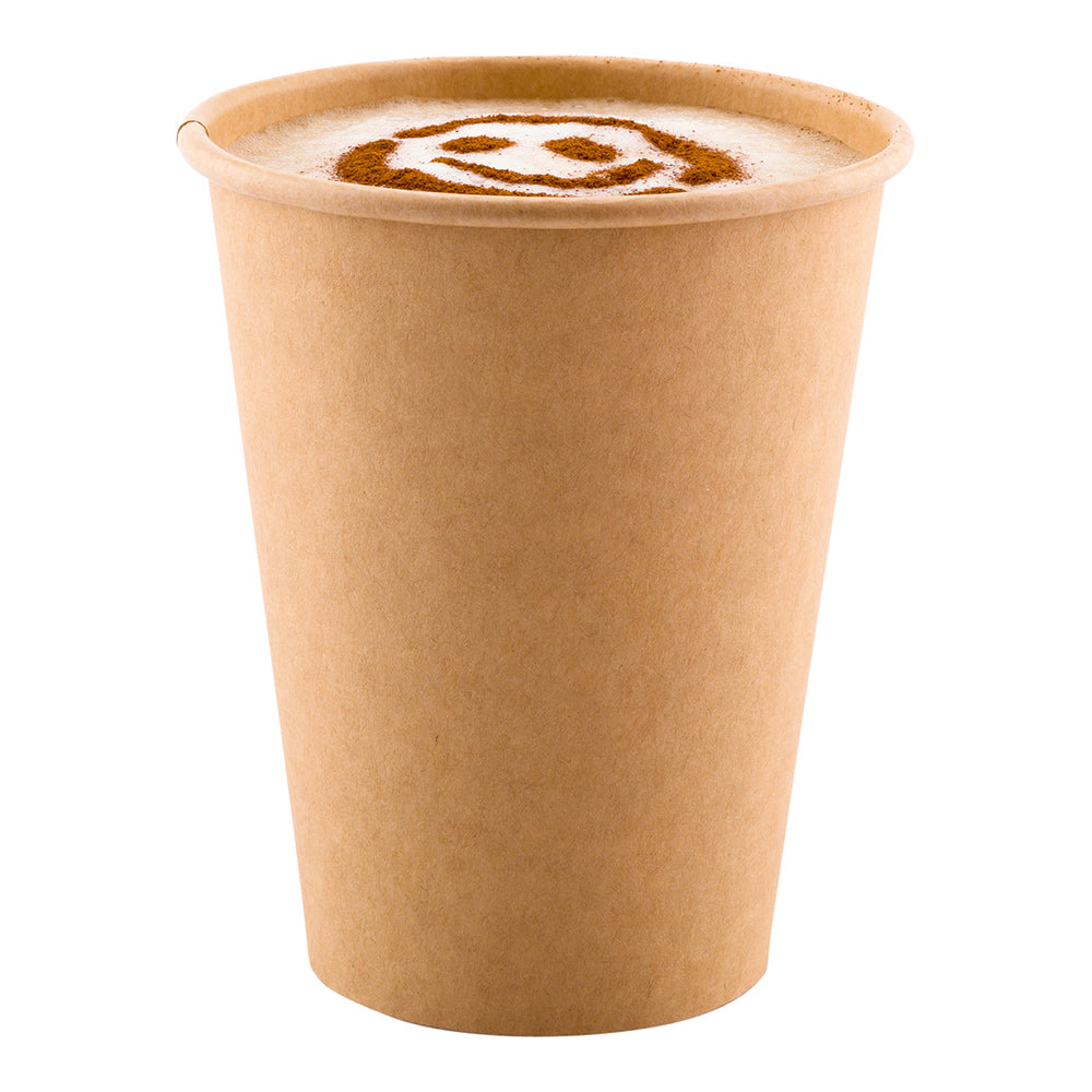 RW Base 12 oz Natural Paper Unbleached Coffee Cup - Single Wall - 3 1/2" x 3 1/2" x 4 1/4" - 1000 count box