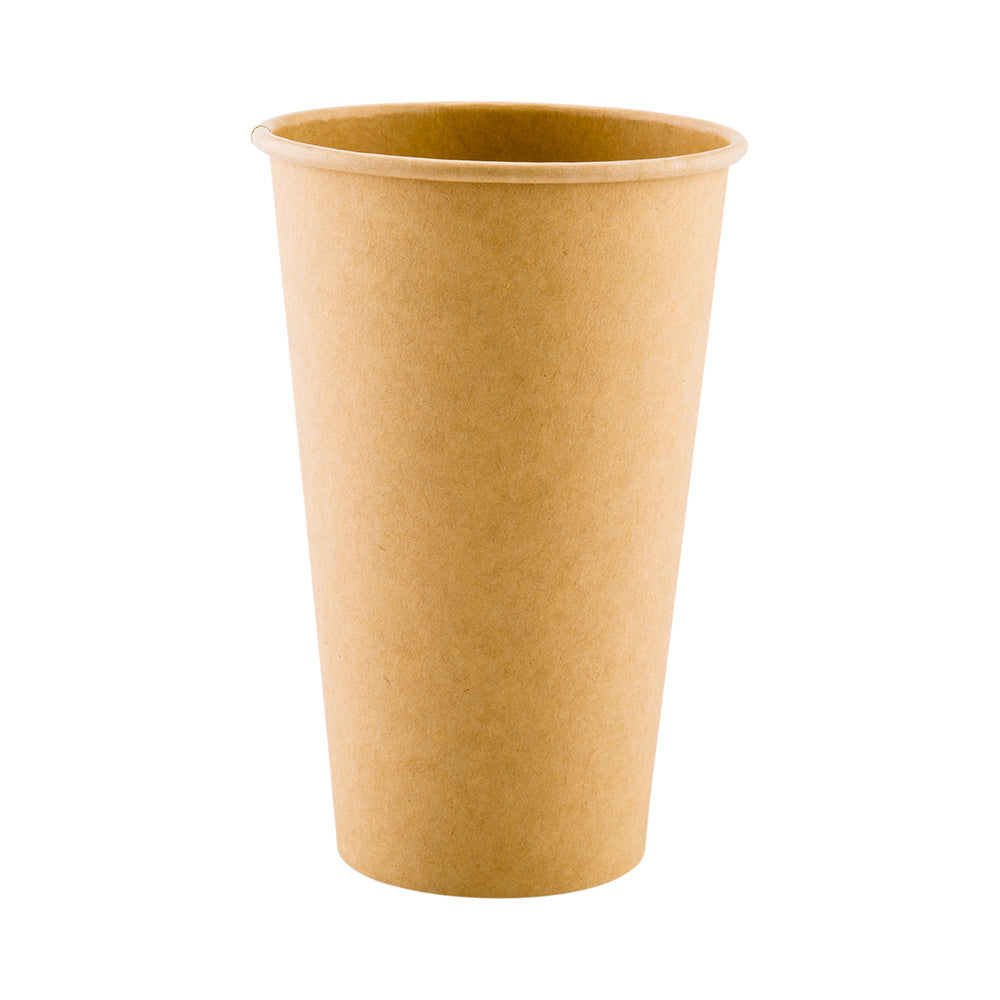 RW Base 16 oz Natural Paper Unbleached Coffee Cup - Single Wall - 3 1/2" x 3 1/2" x 5 1/2" - 1000 count box