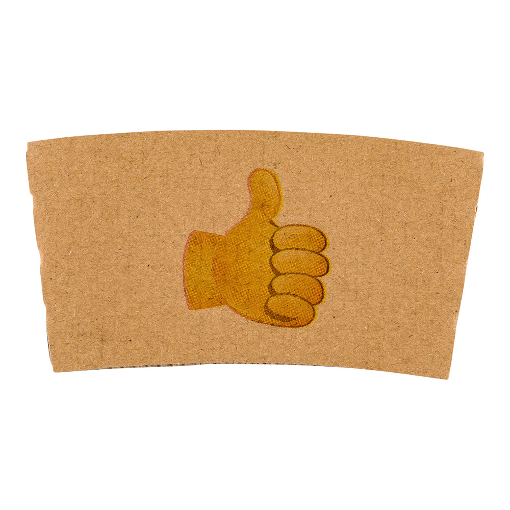 Restpresso Kraft Paper Thumbs Up Emoji Coffee Cup Sleeve - Fits 12 / 16 / 20 oz Cups - 1000 count box