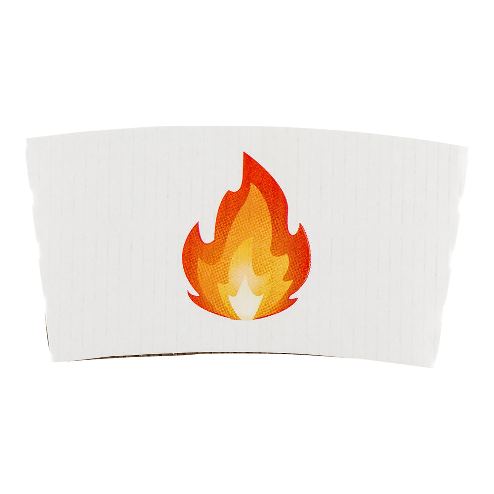 Restpresso White Paper Fire Emoji Coffee Cup Sleeve - Fits 12 / 16 / 20 oz Cups - 1000 count box