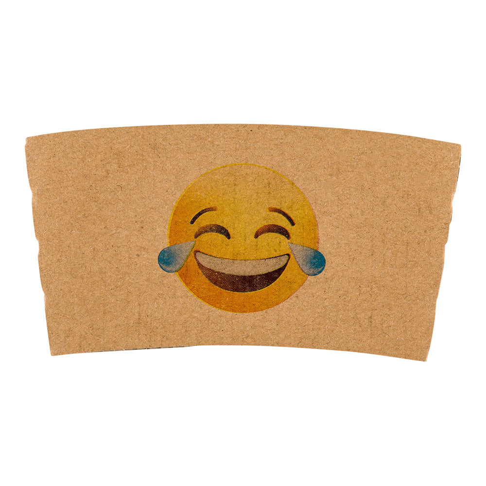 Restpresso Kraft Paper Crying Laughing Emoji Coffee Cup Sleeve - Fits 12 / 16 / 20 oz Cups - 1000 count box