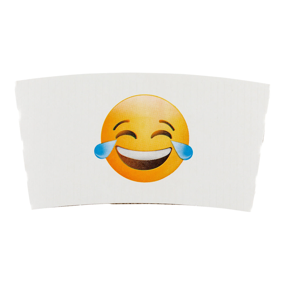 Restpresso White Paper Crying Laughing Emoji Coffee Cup Sleeve - Fits 12 / 16 / 20 oz Cups - 1000 count box