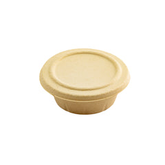 Pulp Tek Round Natural Sugarcane / Bagasse Flat Lid - Fits 9 oz Take Out Bowl - 100 count box