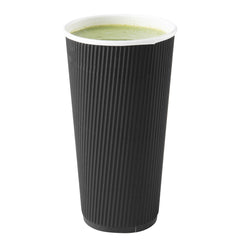 20 oz Black Paper Coffee Cup - Ripple Wall - 3 1/2