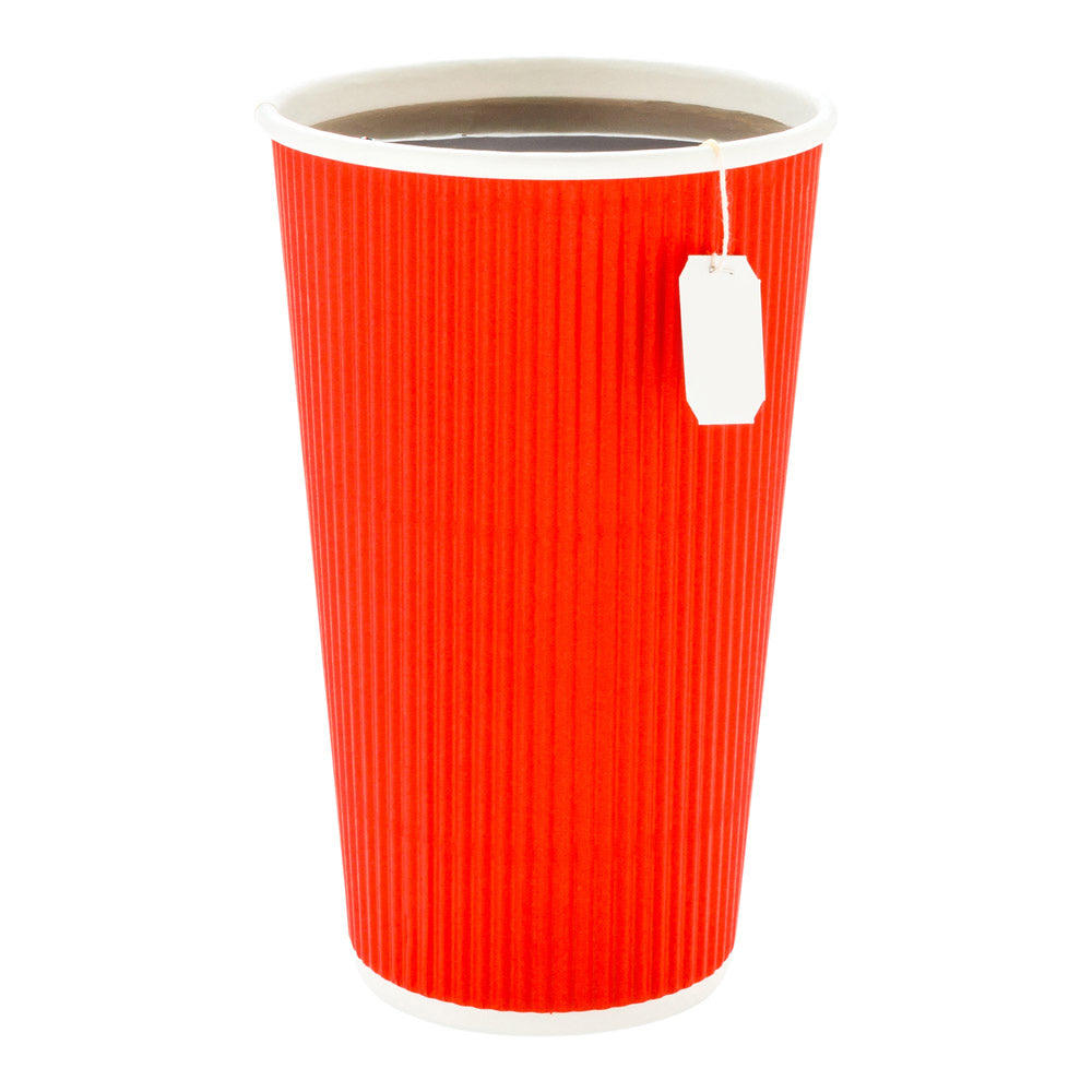 20 oz Red Paper Coffee Cup - Ripple Wall - 3 1/2" x 3 1/2" x 6 1/4" - 250 count box