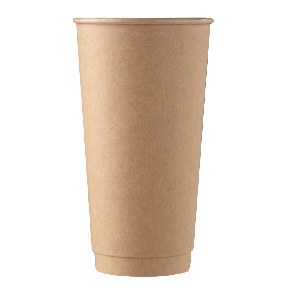 RW Base 20 oz Natural Paper Unbleached Coffee Cup - Single Wall - 3 1/2" x 3 1/2" x 6 1/4" - 250 count box