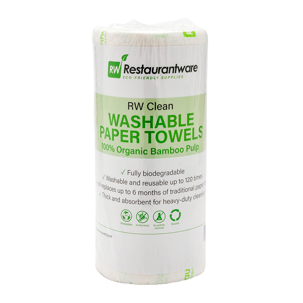 RW Clean White Bamboo Washable Paper Towel Roll - 11" x 11" - 50 Sheets x 10 Rolls