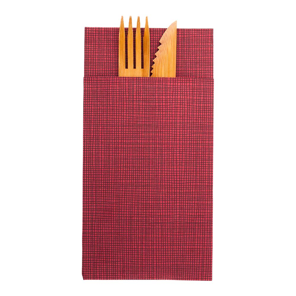 Luxenap Bordeaux Paper Napkin - Kangaroo, Air Laid, with Black Threads - 15 3/4" x 15 3/4" - 800 count box