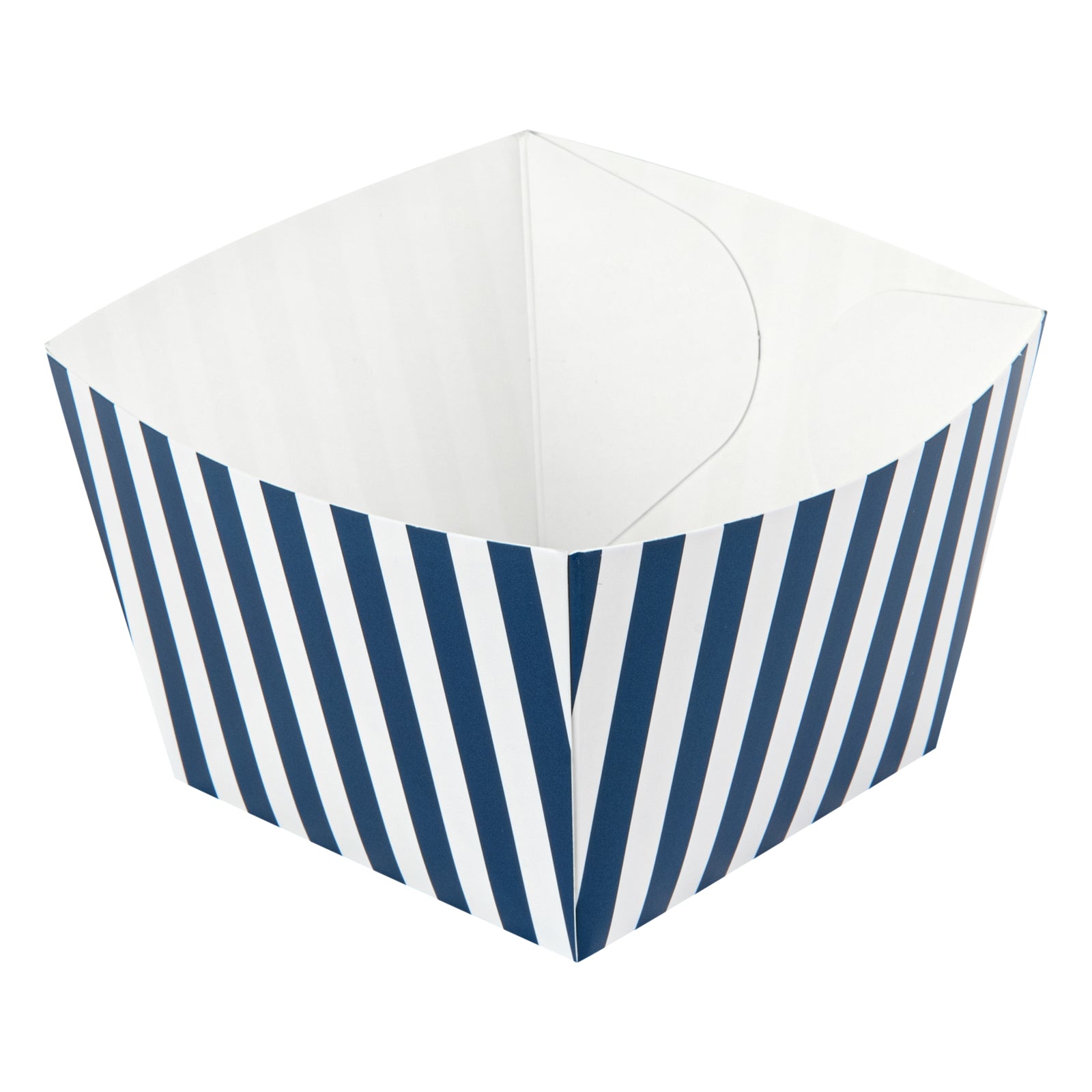 Bio Tek Square Blue and White Stripe Paper Snack Box - 5 1/4" x 5 1/4" x 3 1/4" - 200 count box