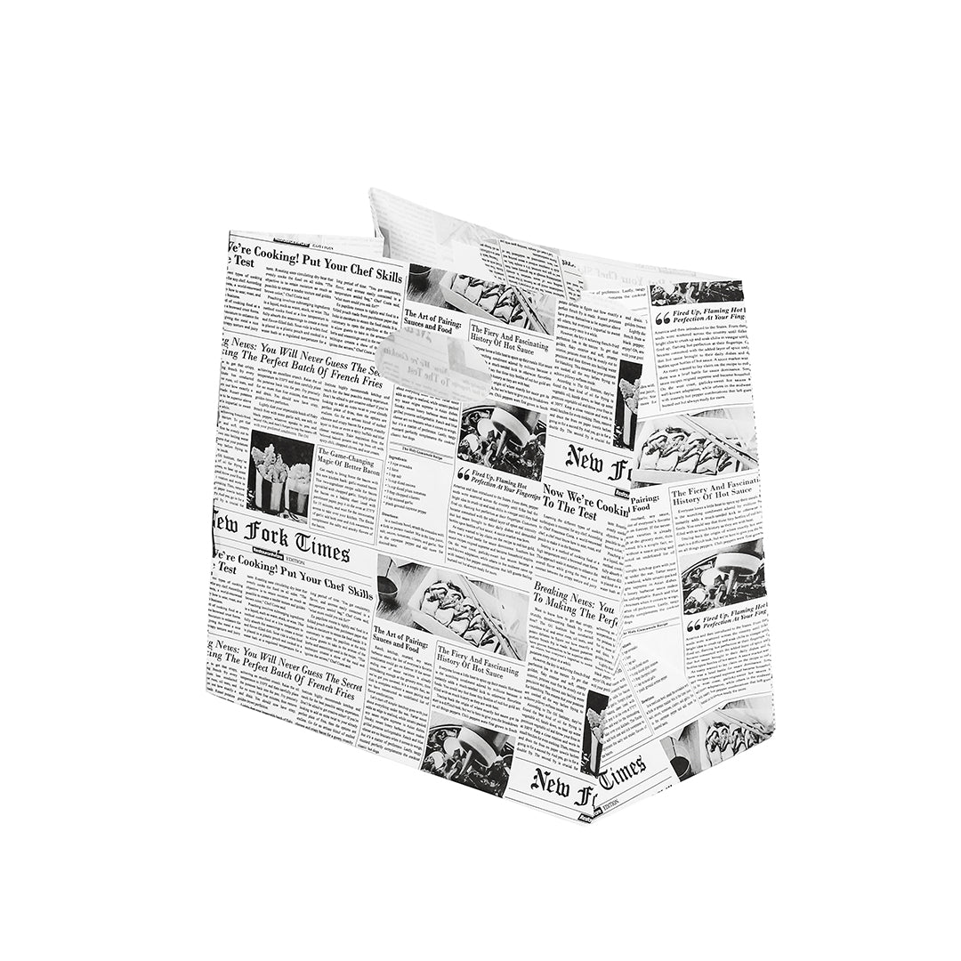 Bag Tek Rectangle Newsprint Paper Take Out Bag - with Handles - 11" x 7" x 11" - 100 count box