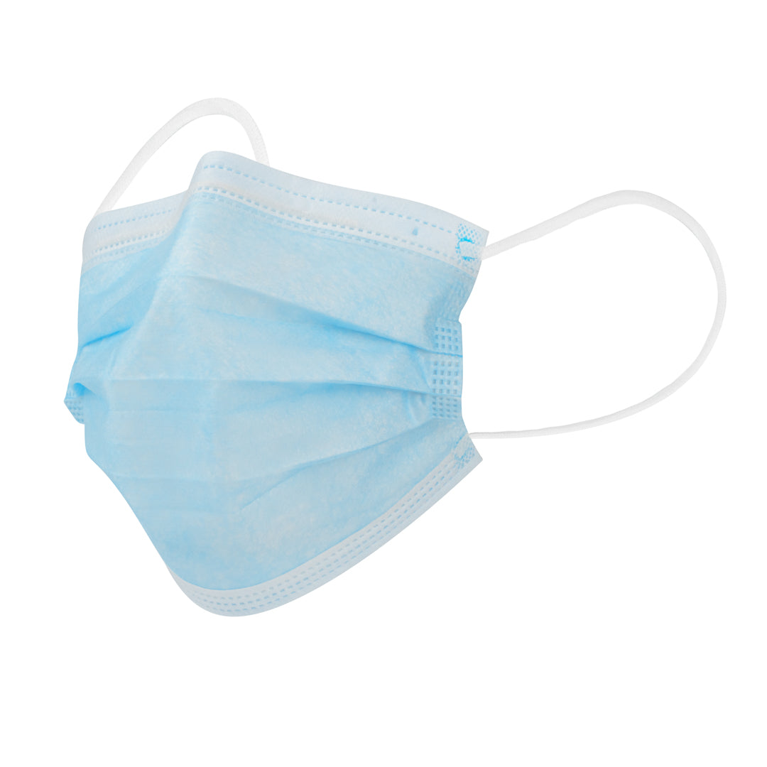 Clean Tek Professional Blue Disposable Earloop Protective Face Mask - Level 2, 3-Layer Filtration - 7" x 3 3/4" - 2000 count box