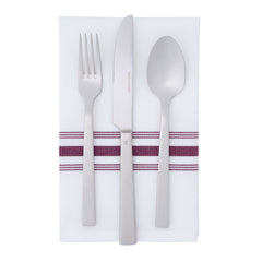 Luxenap White Woven Cloth Bistro Napkin - Burgundy Stripe - 18 1/2