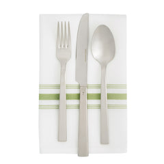 Luxenap White Woven Cloth Bistro Napkin - Lime Green Stripe - 18 1/2