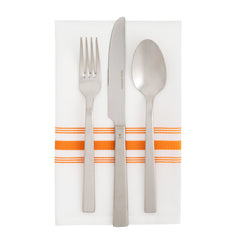 Luxenap White Woven Cloth Bistro Napkin - Orange Stripe - 18 1/2