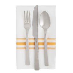 Luxenap White Woven Cloth Bistro Napkin - Yellow Stripe - 18 1/2