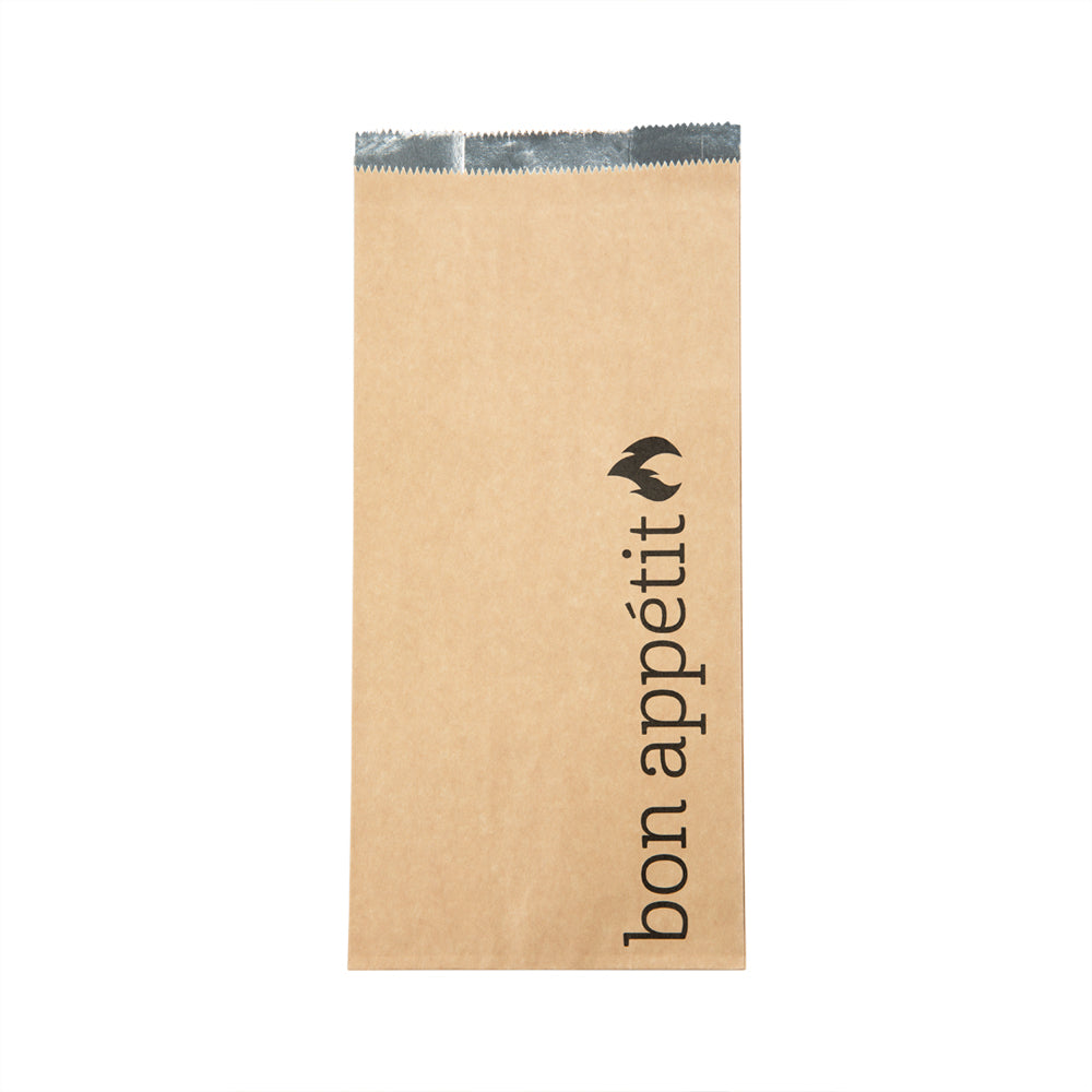 Bag Tek Kraft Paper Printed Foil Bag - 1/2 Gallon, Bon Appetit - 6 1/2" x 4 1/4" x 14 1/2" - 100 count box