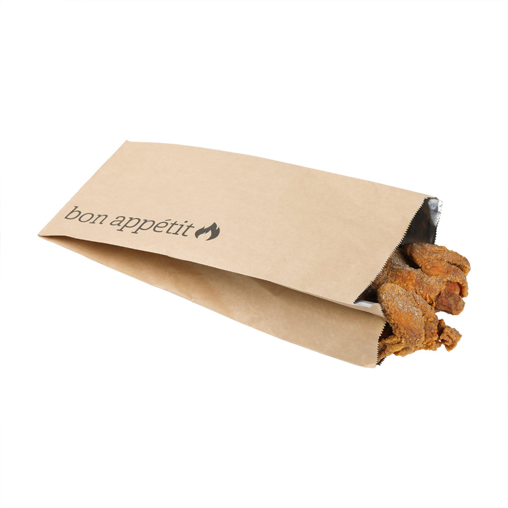 Bag Tek Kraft Paper Printed Foil Bag - 1/2 Gallon, Bon Appetit - 6 1/2" x 4 1/4" x 14 1/2" - 100 count box