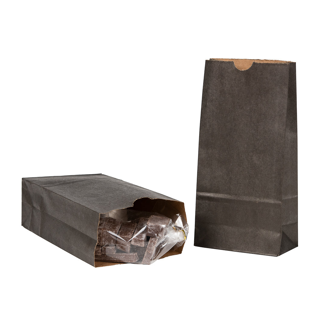 Bag Tek Black Paper Bag - 2 lb - 4 1/4" x 2 1/4" x 8 1/2" - 100 count box