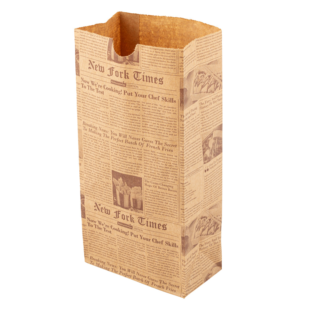 Bag Tek Kraft Newsprint Paper Bag - 2 lb - 4 1/4" x 2 1/4" x 8 3/4" - 100 count box