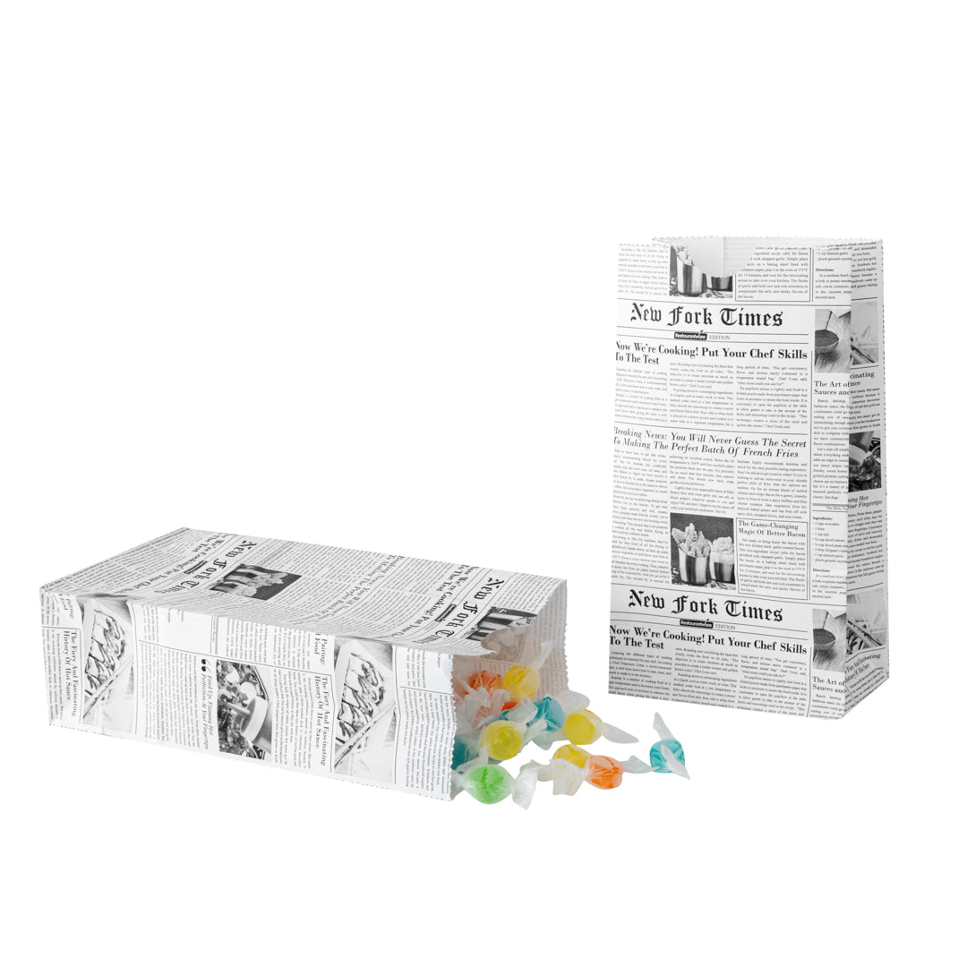 Bag Tek Newsprint Paper Bag - 2 lb - 4 1/4" x 2 1/4" x 8 1/2" - 100 count box