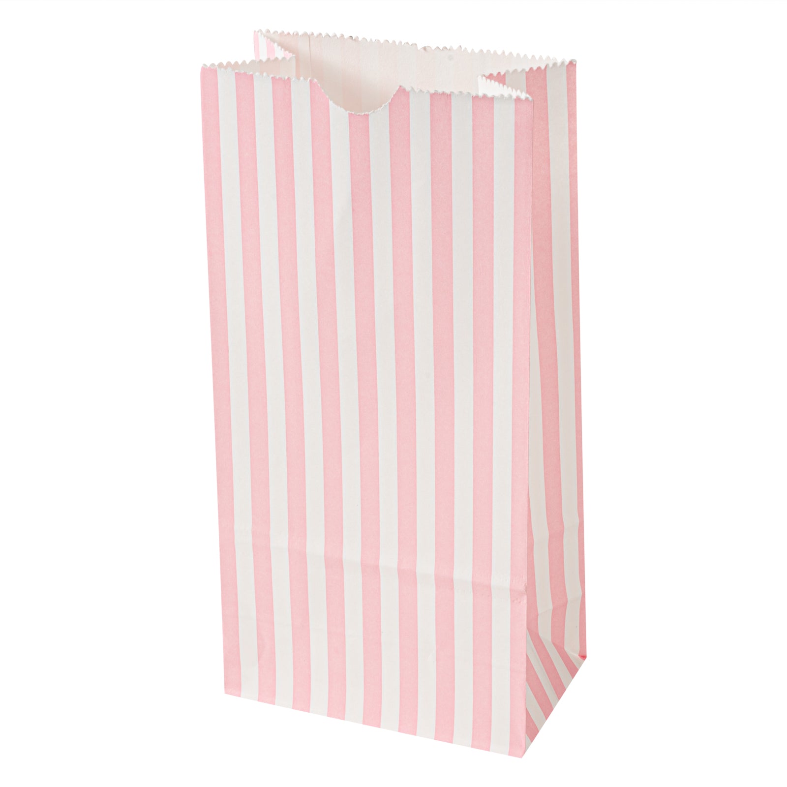 Bag Tek Pink and White Stripe Paper Bag - 2 lb - 4 1/4" x 2 1/4" x 8 1/2" - 100 count box