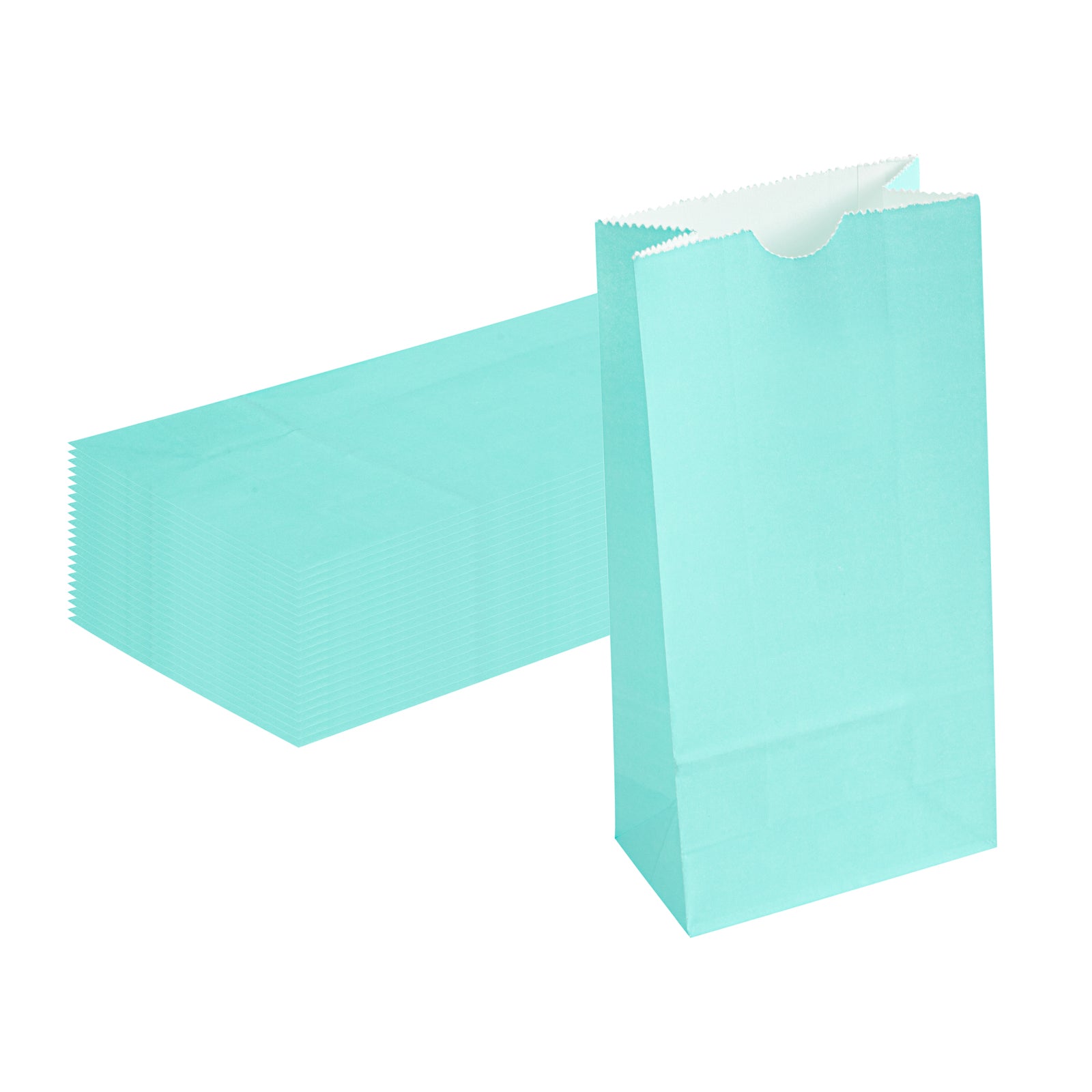 Bag Tek Turquoise Paper Bag - 2 lb - 4 1/4" x 2 1/4" x 8 1/2" - 100 count box