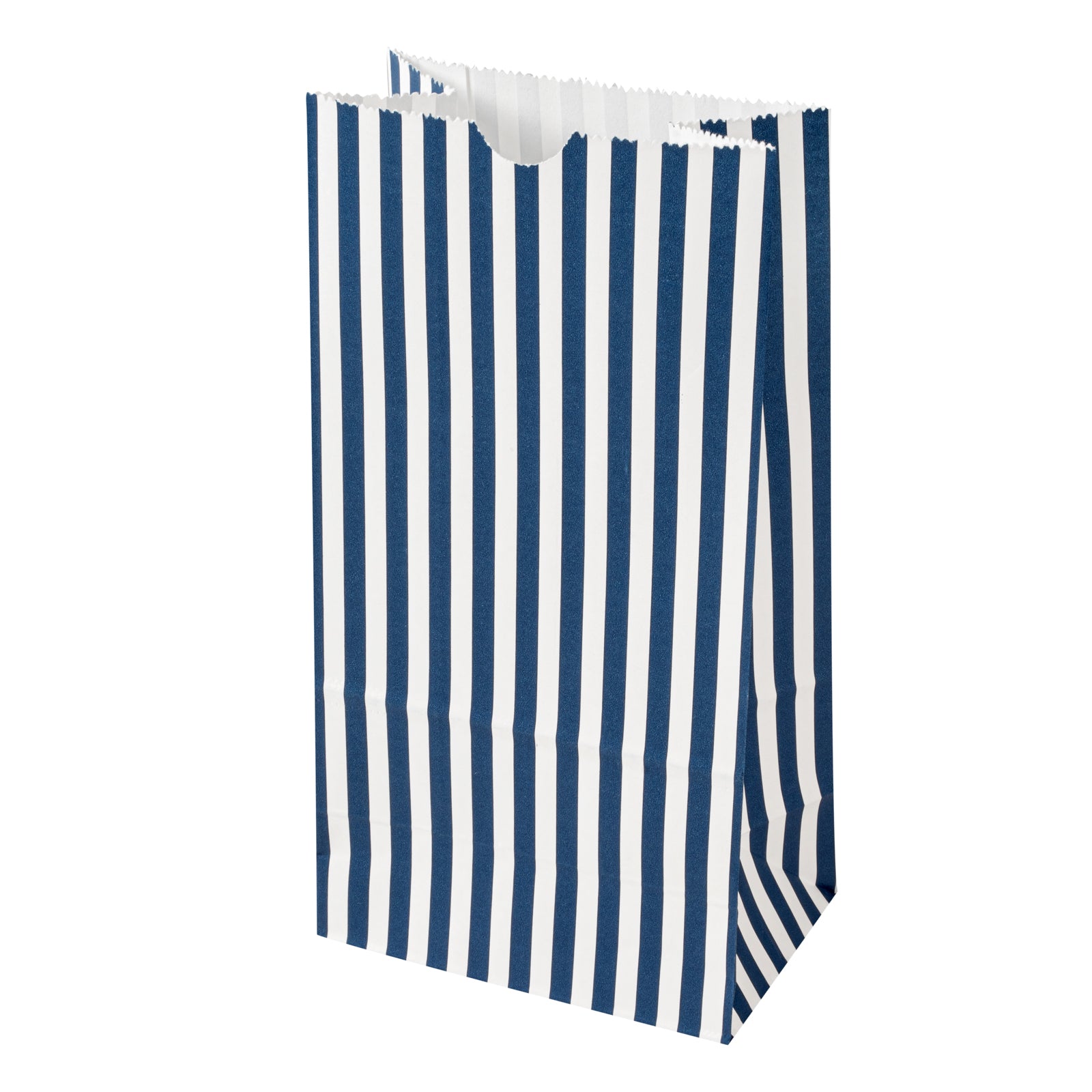 Bag Tek Blue and White Stripe Paper Bag - 4 lb - 5" x 3 1/4" x 9 1/2" - 100 count box