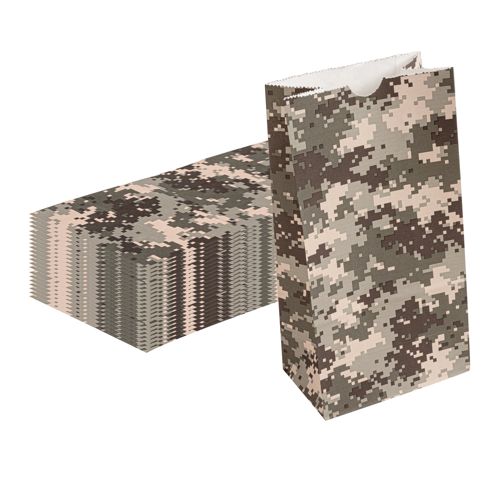 Bag Tek Camouflage Paper Bag - 4 lb - 5" x 3 1/4" x 9 1/2" - 100 count box