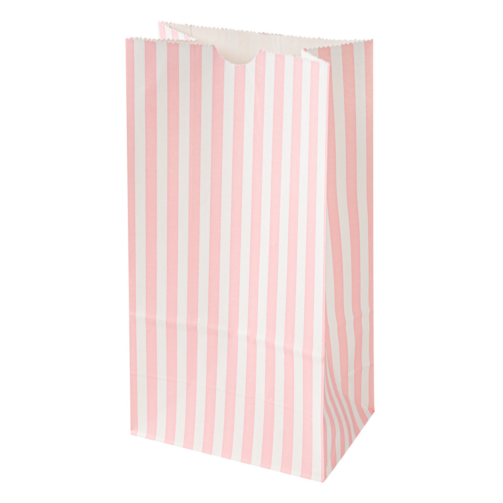 Bag Tek Pink and White Stripe Paper Bag - 4 lb - 5" x 3 1/4" x 9 1/2" - 100 count box