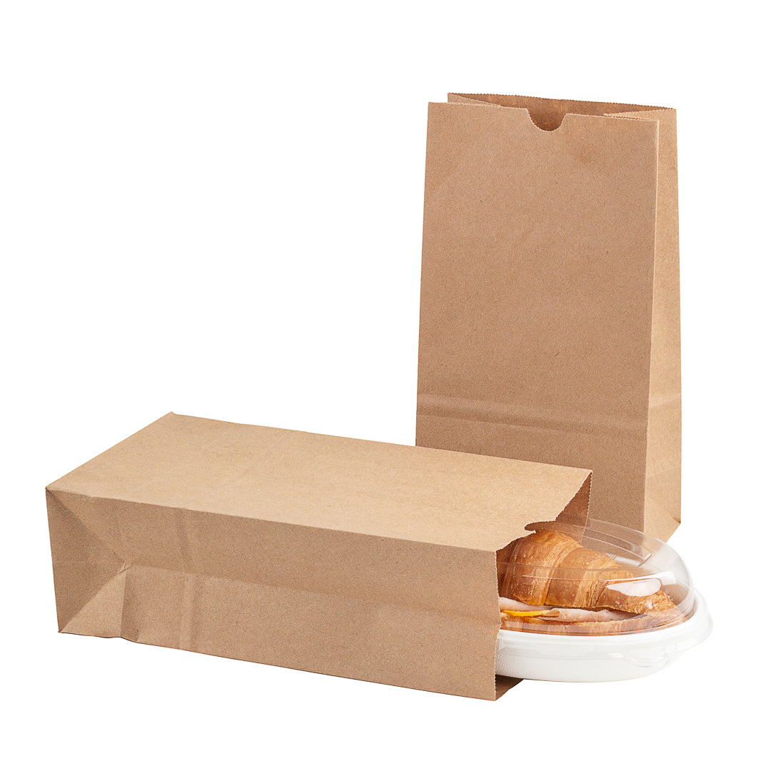 Bag Tek Kraft Paper Bag - 6 lb - 6" x 3 1/2" x 10 3/4" - 100 count box