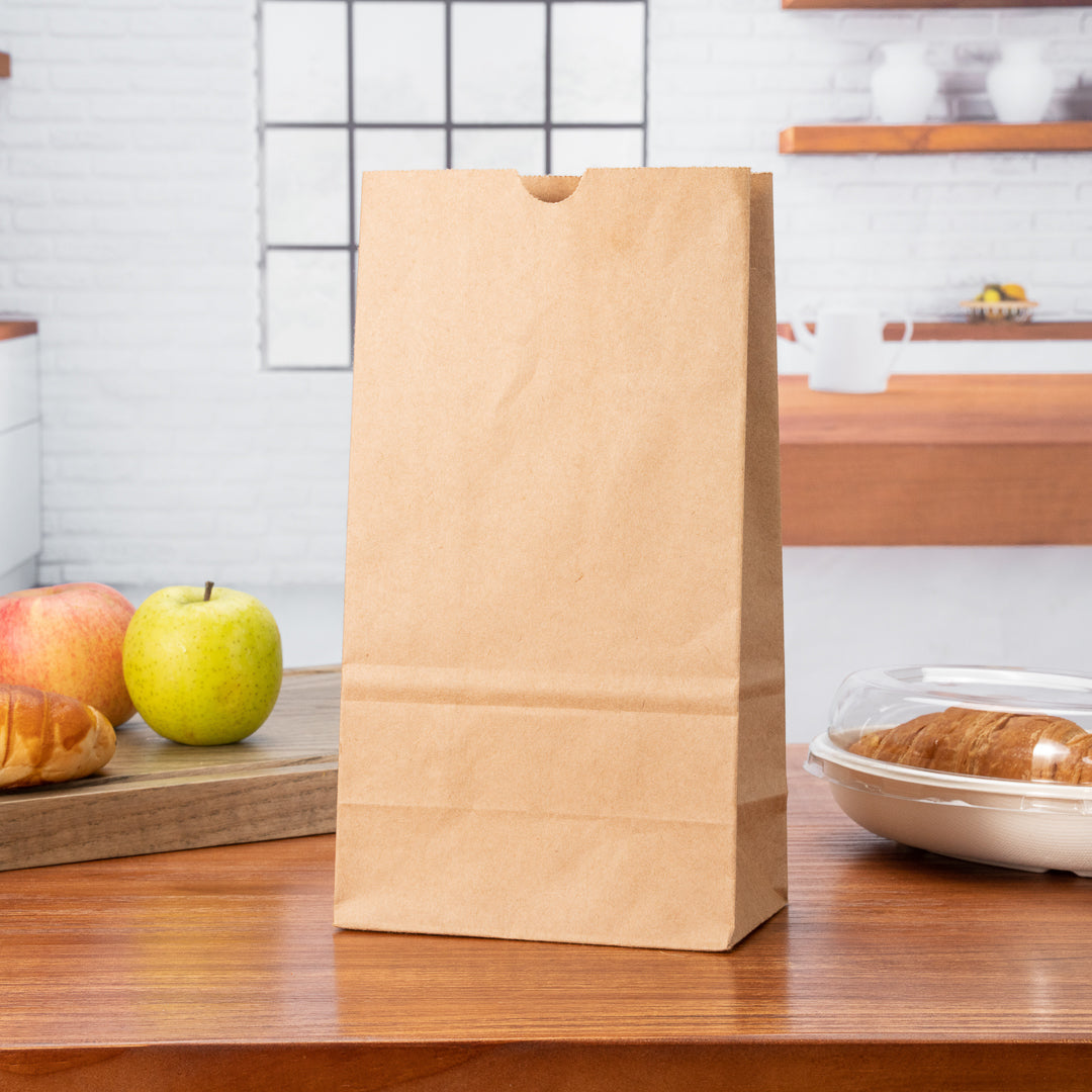 Bag Tek Kraft Paper Bag - 6 lb - 6" x 3 1/2" x 10 3/4" - 100 count box