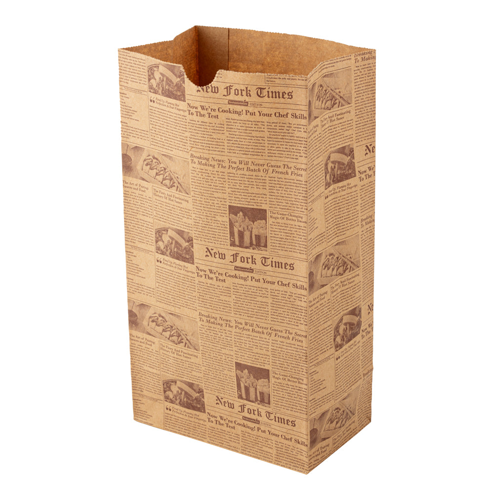 Bag Tek Kraft Newsprint Paper Bag - 6 lb - 6" x 3 1/2" x 10 3/4" - 100 count box