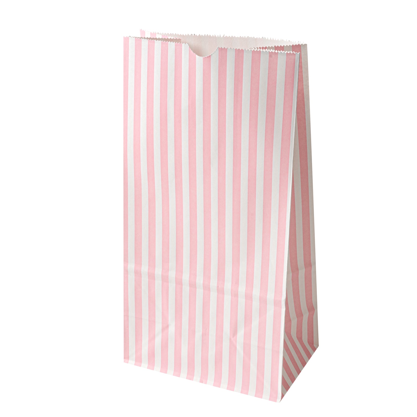 Bag Tek Pink and White Stripe Paper Bag - 6 lb - 6" x 3 1/2" x 10 3/4" - 100 count box