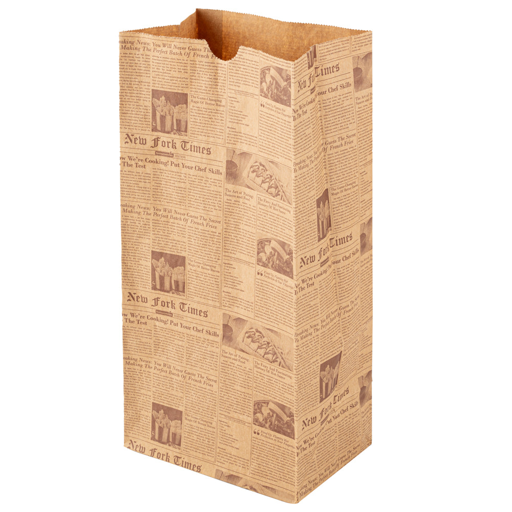 Bag Tek Kraft Newsprint Paper Bag - 8 lb - 6" x 4" x 11 3/4" - 100 count box